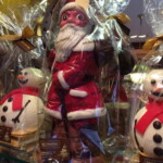 Hand Made Chocolate Santas, laminated for extra snap