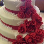 3 Tier chocolate Brownie cake with ruby roses